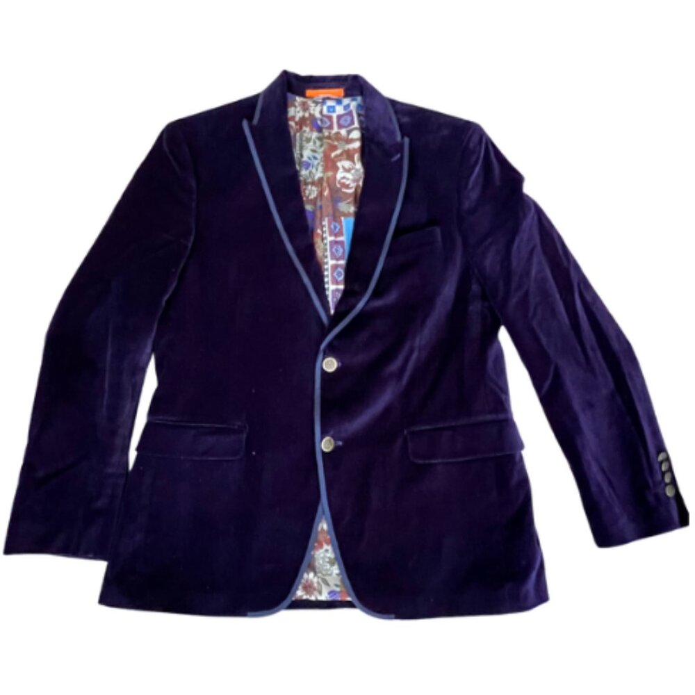 TALLIA Purple Velvet Men's Jacket / floral liner / 40R